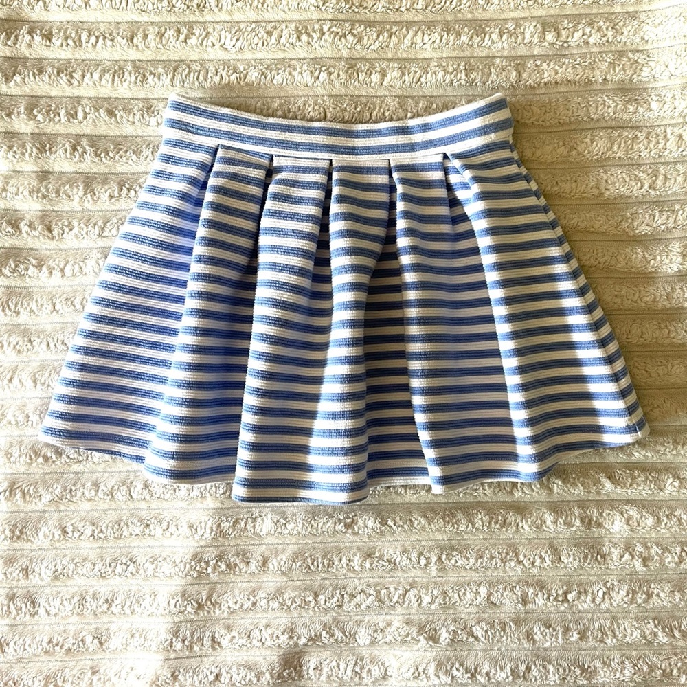 Gymboree Blue and White Striped Pleated Skater Skirt